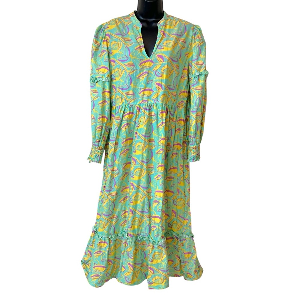 Briton Court The Meadows Sulivan Ruffle V-Neck Midi Dress